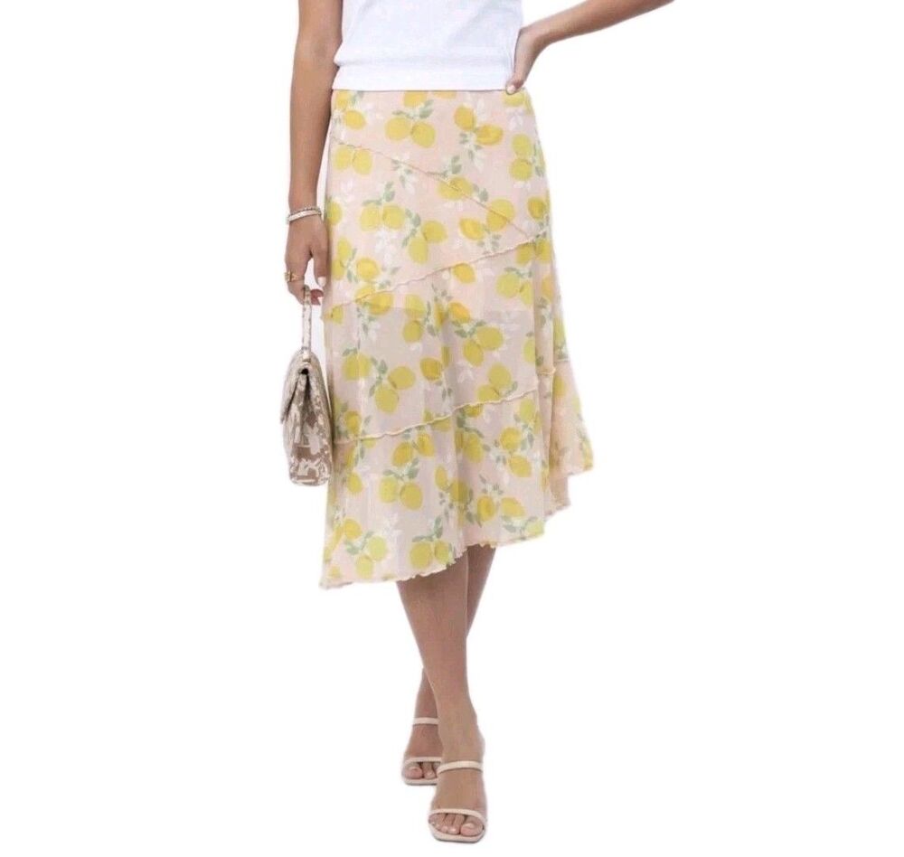 See You Monday Asymmetrical Midi Skirt Sz XS Boho Romantic Cottagecore NWT